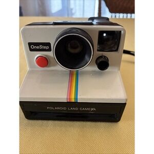 Polaroid One Step Land Camera Rainbow Stripe with Strap Vintage - Untested